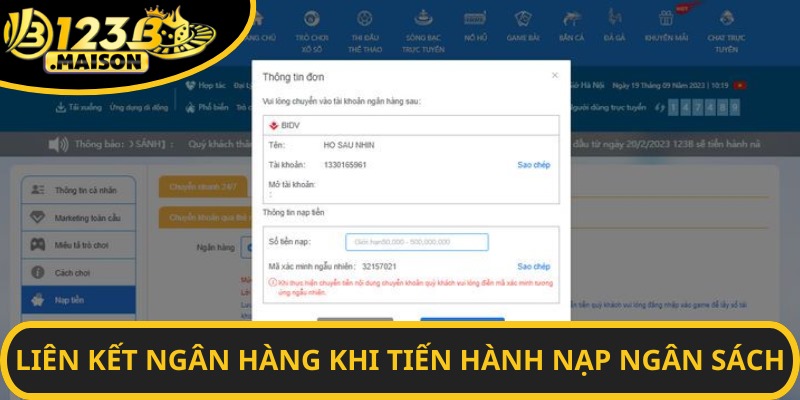 Liên kết ngân hàng khi tiến hành nạp ngân sách
